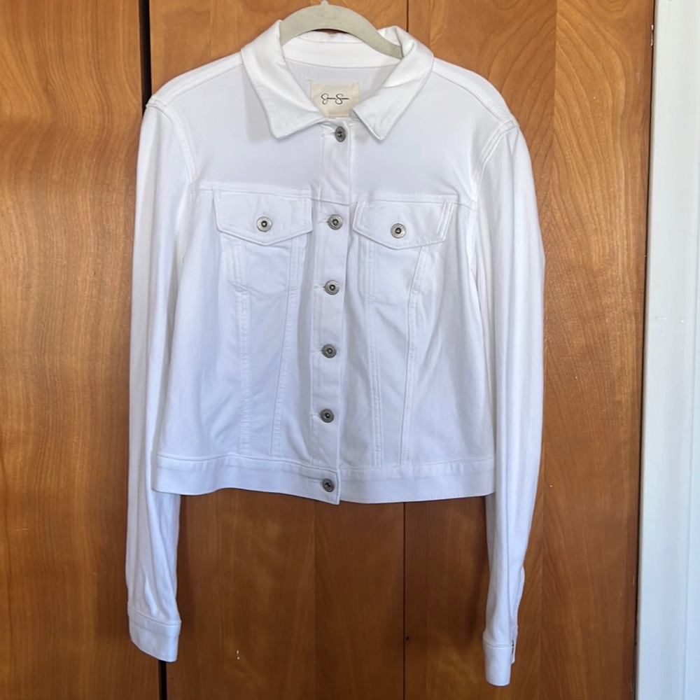 NWOT- Jessica Simpson white denim jacket - large